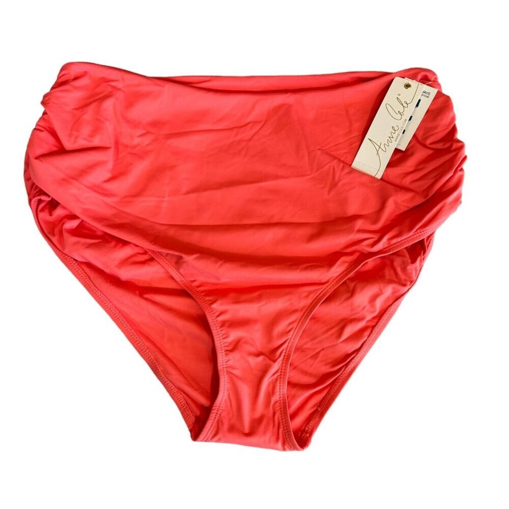 Anne Cole Plus Size 20W High Waist‎ Bikini Bottoms Juicy Coral Ruched NEW NWT